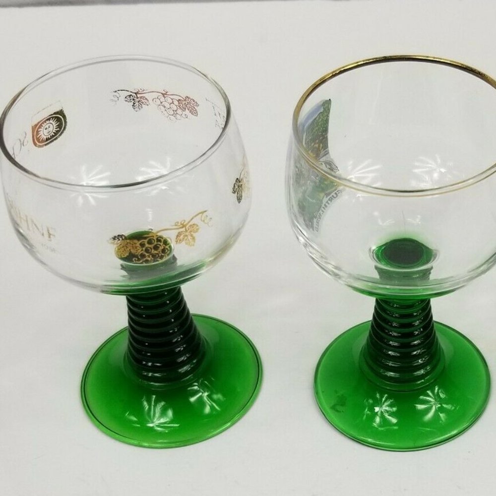 3 Goblets Schmit Sohne Gold Script German Green